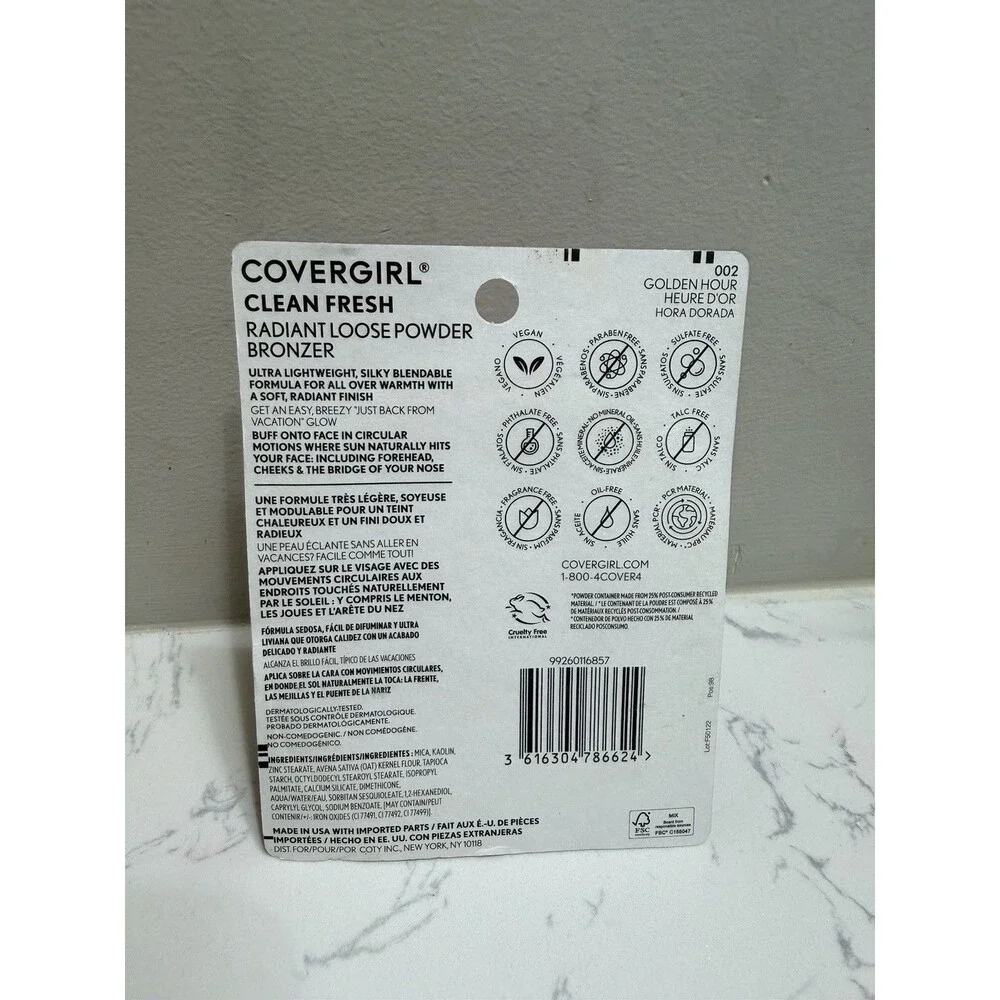 COVERGIRL Clean Fresh Radiant Loose Powder Bronzer Golden Hour 002 0.7 oz